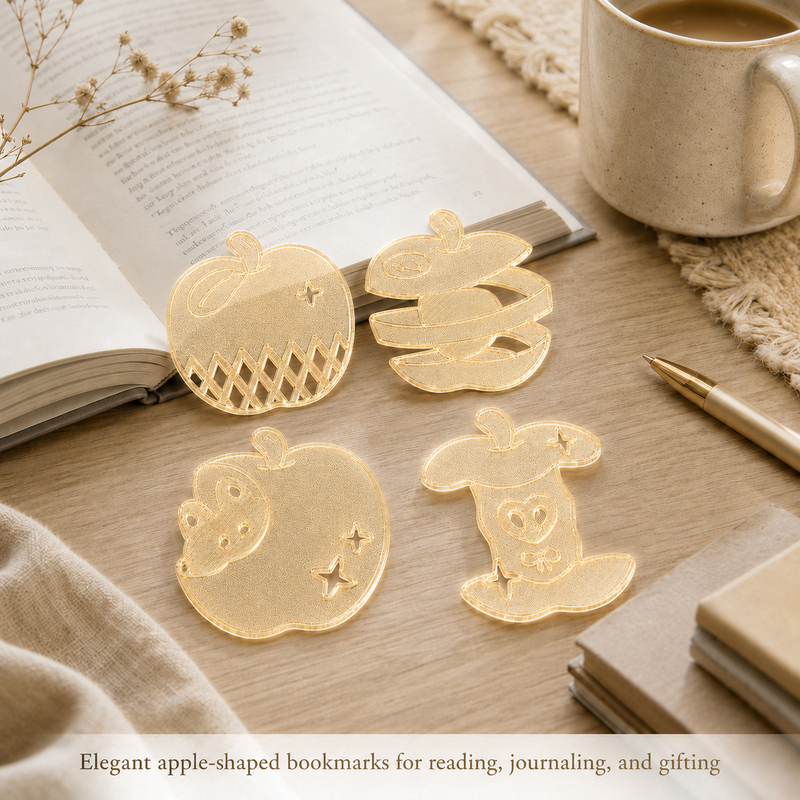 3D Printing Journal - 4 Stück/Set Niedliche Apfel-Lesezeichen, hohl, 3D-gedruckt,