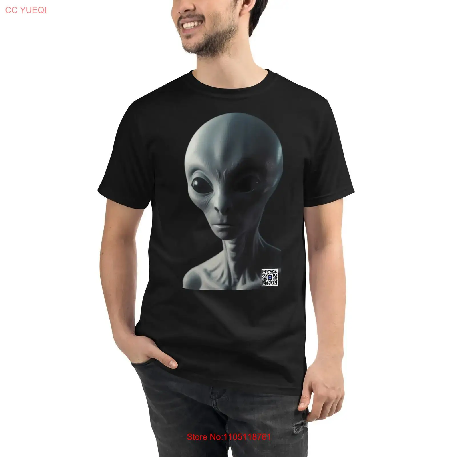 3D Printing Qr Code - Organisches Alien-T-Shirt, Smartphone-Kamera, scannbar, AR-QR-Code, produziert