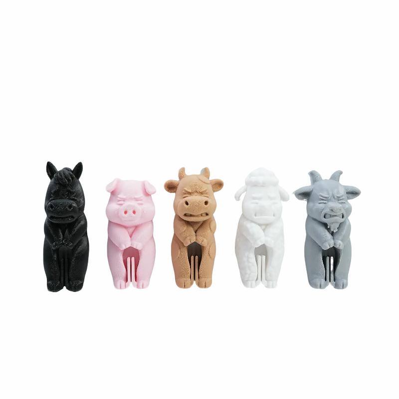 3D Printing Food - 3D-gedrucktes 1/5-teiliges Set Bauernhoftier-Beutelklammern Lustige Haustier-Lebensmittelbeutel-Verschlussklammern