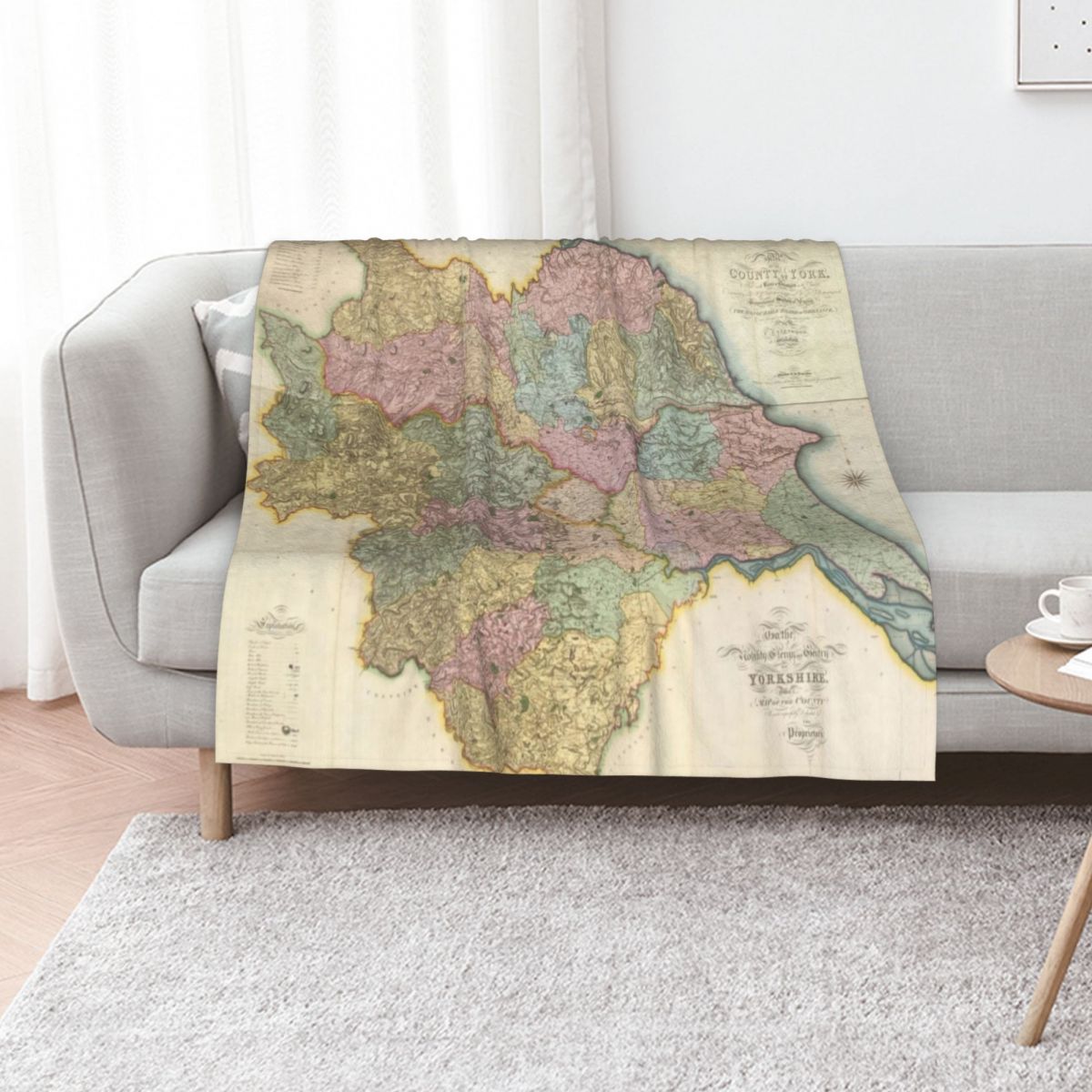 3D Printing Yorkshire - Yorkshire: Gottes eigenes Land. Vintage-Karten-Überwurfdecke, modernes