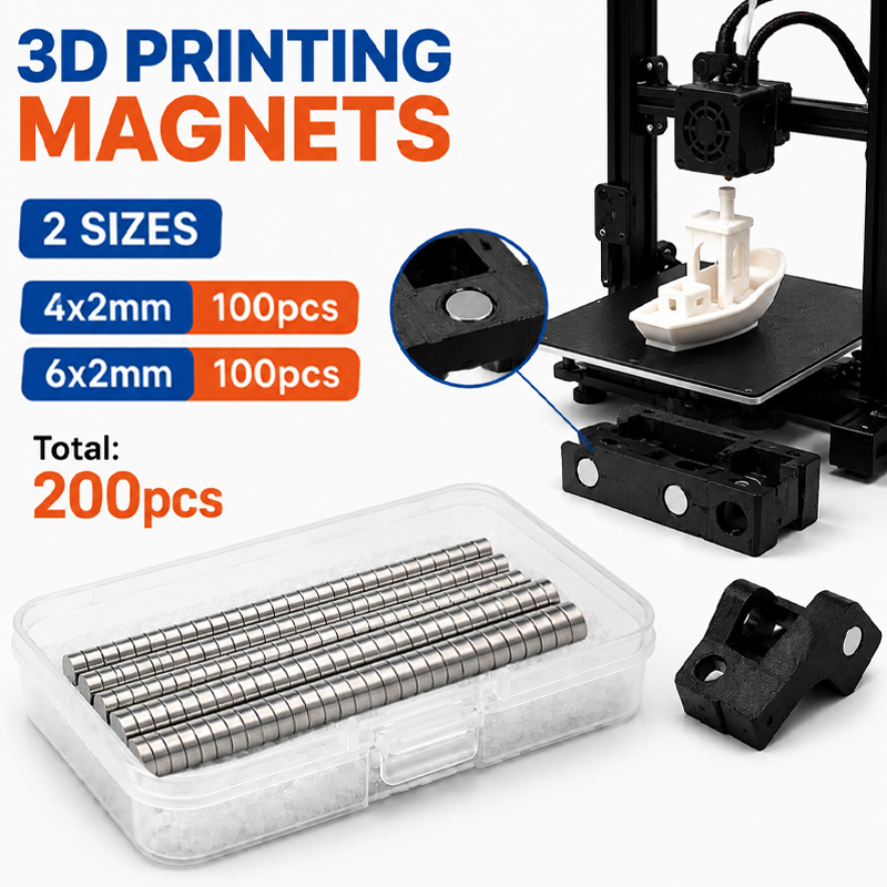 3D Printing Process - 200 Stück/Box 3D-Druck-Magnet-Set für Bambu Lab,