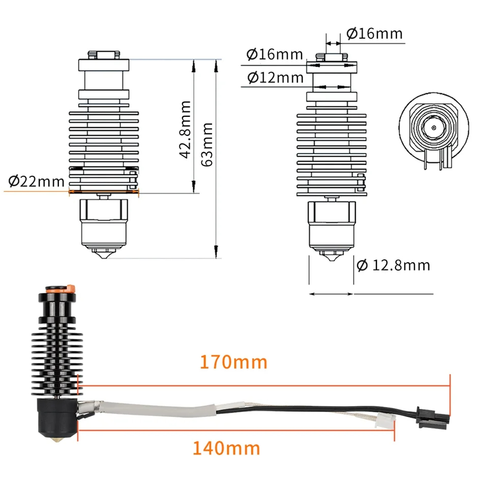 Vulkan Hotend E3D V6 24V 50W 6 – 3D Printing Ender Bewertung und Preis